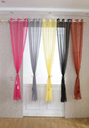 Black Sheer Eyelet Curtains Door Valance Gauze Tulle Decor Living Bedroom