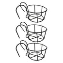 3x Railing Planter Hanging Plant Iron Racks for Balcony Porch Fence Wall-Mounted