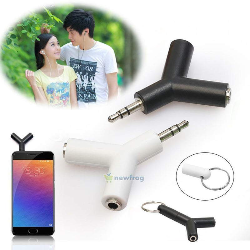 2pcs 3.5mm Stereo Audio Jack Earphone Headphone 2 Way Y Splitter Adapter Keyring