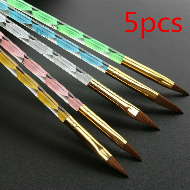5pcs Acrylic Nail Art UV Gel Carving Pen Brush Liquid Powder No.4 6 8 10 12 Sets