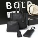 Women Fashion Handbag Shoulder Bag Purse Leather Tote Bag 4 Pieces (Black) Y3O1