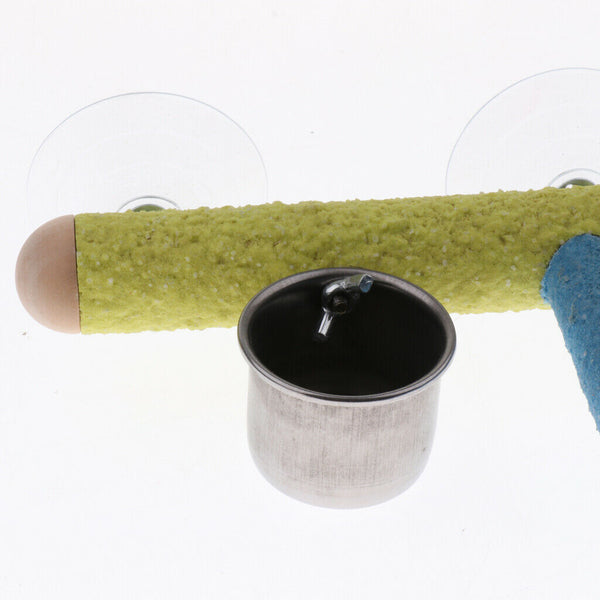 Parrot Perch Stand Platform Smooth Surface Sucker With 2 Feeding Cup