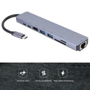 8 in 1 TYPE-C HUB Gigabit LAN Docking Station USB C Adapter for Notebook A