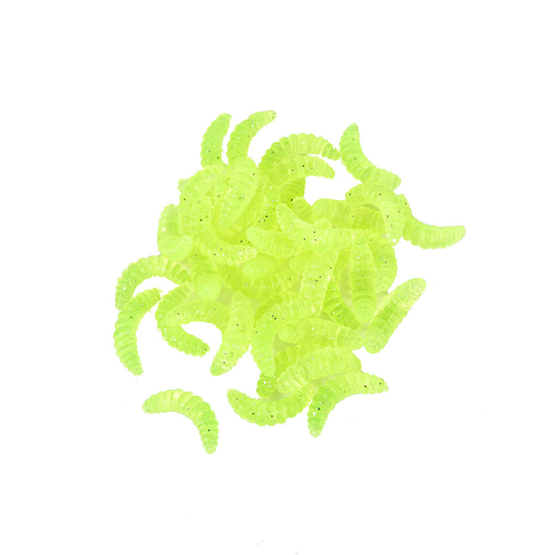100PCS 2.2cm Maggot Grub Soft Lure Baits Worms Glow Shrimps Fishing Luresã€ tdTâ„–[