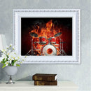 5D DIY Full Drill Diamond Painting Flame Drum Set Cross Stitch Embroidery