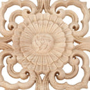 Woodcarving Furniture Decoration Solid Wood Door Round Applique Flower Him  A6V7