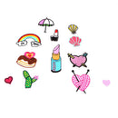 13pcs Embroidery Sew Iron on Patch Set Rainbow Heart Lipstick Applique Decor