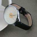 Women Leisure Round Sunflower Pattern Watch Quartz Wristwatch(Black)