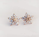Women Girls Fashion Cute Crystal Rhinestone Elegant Snowflake Ear Studs Earrings