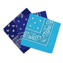 Set of 3 bandanas Paisley Man and Woman 57 x 57 cm Royal blue + sky blue +