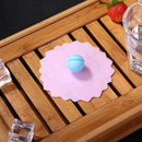 Silicone Cup Lid Transparent Heat-resistant Dustproof Reusable (Blue Heart) A