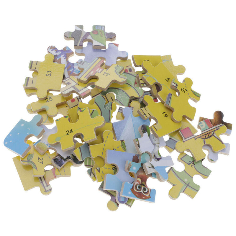60Pcs Cartoon Wood Puzzle Brain Teaser Toys w/ Iron Storage Box For Kids