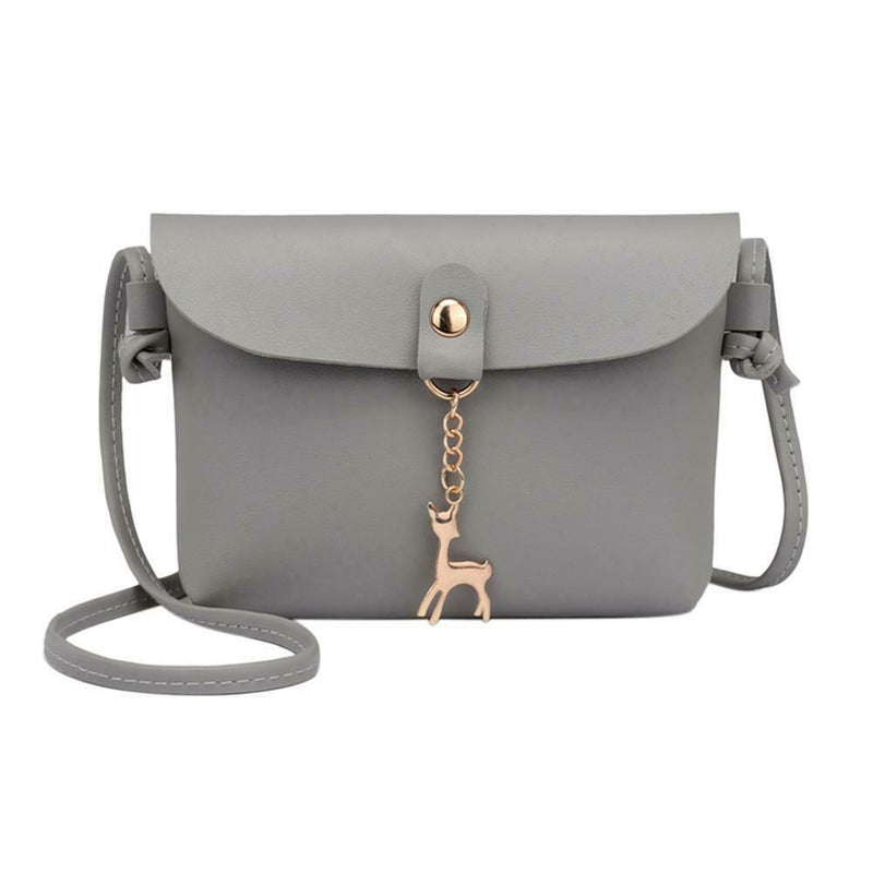 Simple PU Women Casual Shoulder Bags Pure Messenger Phone Handbag/Grey