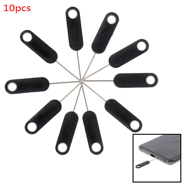 10Pcs Sim Card Tray Removal Pin Eject Opener Tool for Smartphones Tablets BlacME