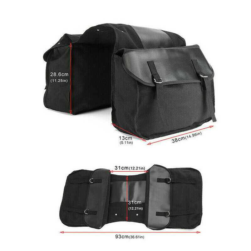 Motorcycle Touring Saddle Bag Black Canvas Waterproof Panniers Motorbike Lugg 3C