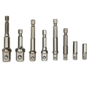 8x Socket Bit Adapter Hexagonal Handle Square Head Sleeve Conversion Bars Set