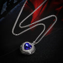 Urn Cremation Heart Blue Crystal Pendant Ash Holder Memorial Necklace Jewelry JR