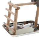 Bird Perch, Parrot Training Stand, Play Gym Tabletop with 2 Feeder Cup
