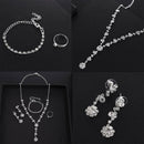 Rhinestone Crystal Necklace Earrings Bracelet Ring Wedding Bridal Jewelry Set^^