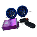 12V Motorbike Audio Stereo Sound System USB MP3 w/ Dual Speaker Purple+Blue