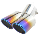1 To 2 Muffler Tip Chrome Trim Car Dual Exhaust Pipe Replacement Blue Rear Tail