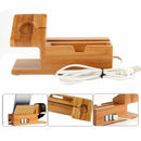 Bamboo Charging Charger Station Dock Stand Holder With 3 Usb Hub Port Cable N6X9