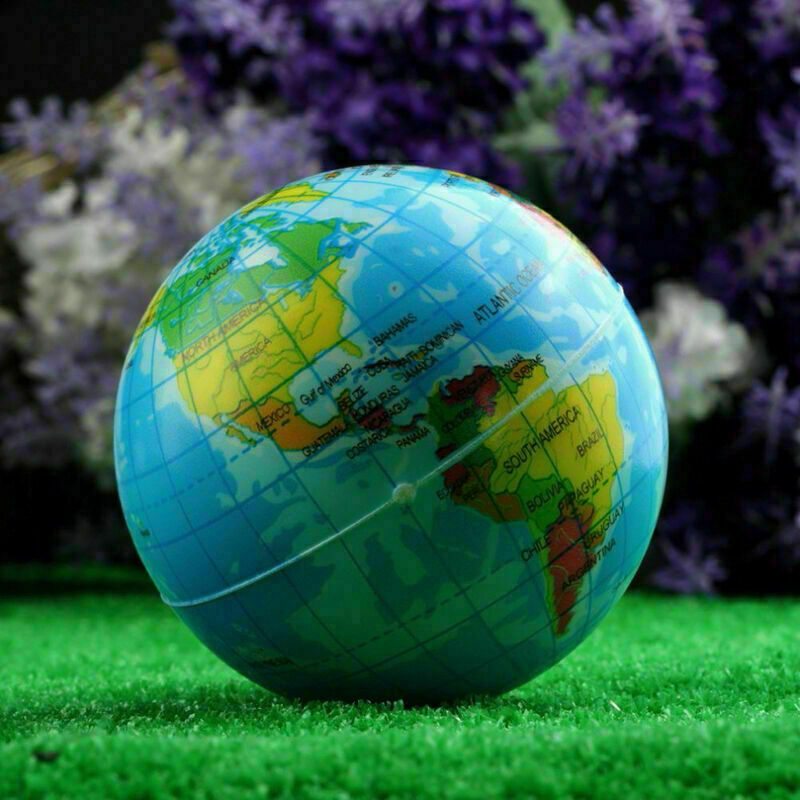 Foam World Map Earth Globe Stress Relief Ball Bouncy Atlas N Geography