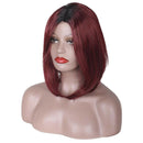 Fashion Wig Natural Short Straight Short Hair Wigs Wine Red Women's Wig with Cap