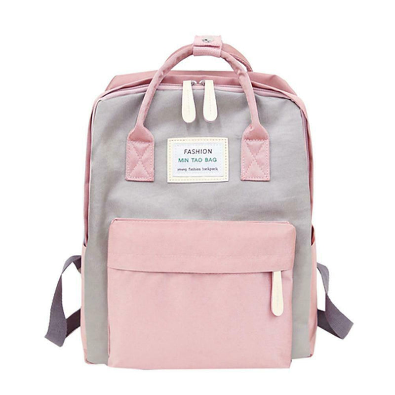 Nylon Waterproof Women Girl Laptop Backpack Travel Shoulder Handbags (Grey)