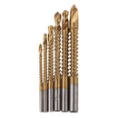 6Pcs Titanium Coated HSS Drill & Saw Carpenter Woodworking Plastic Metal