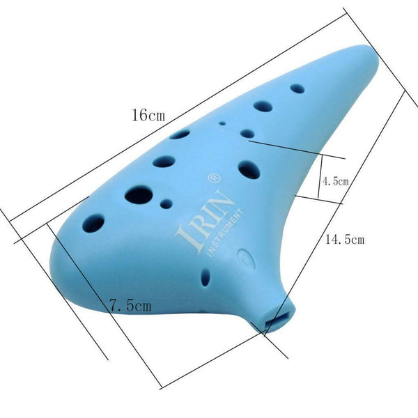 1 Set ABS 12 Holes C Tone Ocarina Blue w/ Gig Bags & Strap Folk Instrument
