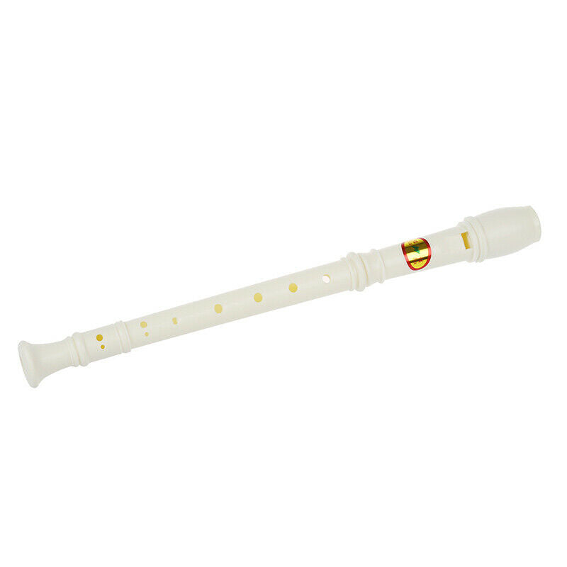 Students Off White Plastic 8 Holes Flute Recorder w Cleaning Stick