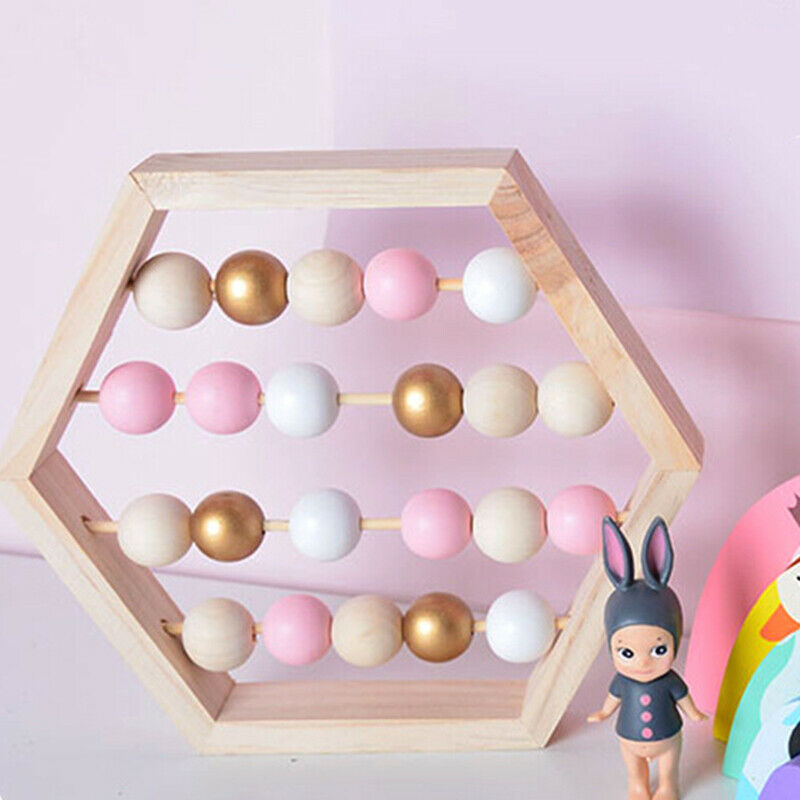 Nordic Natural Wooden Abacus with Beads Craft Baby Early Learning EducationaX7V8