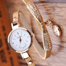 Fashion Luxury Rhinestone Bracelet Women Top Quartz Casual Watch Beige A