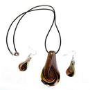 Murano Drop Pendant Necklace Earring coffee Z1L6