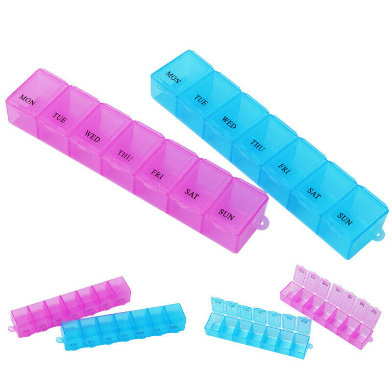 2x Weekly 7 Day Pill Box Travel Medicine Organiser Tablet Holder Case Storage