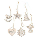 6PCS Christmas Natural Wood Chip Tree Ornament Hanging Pendant Crafts Decor DIY