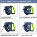 LED Lights Nylon Walking Pet Leash Retractable Dog Leash