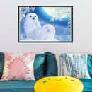 White Animal Full Drill Round Diamond Painting DIY Needlework Cross Stitch