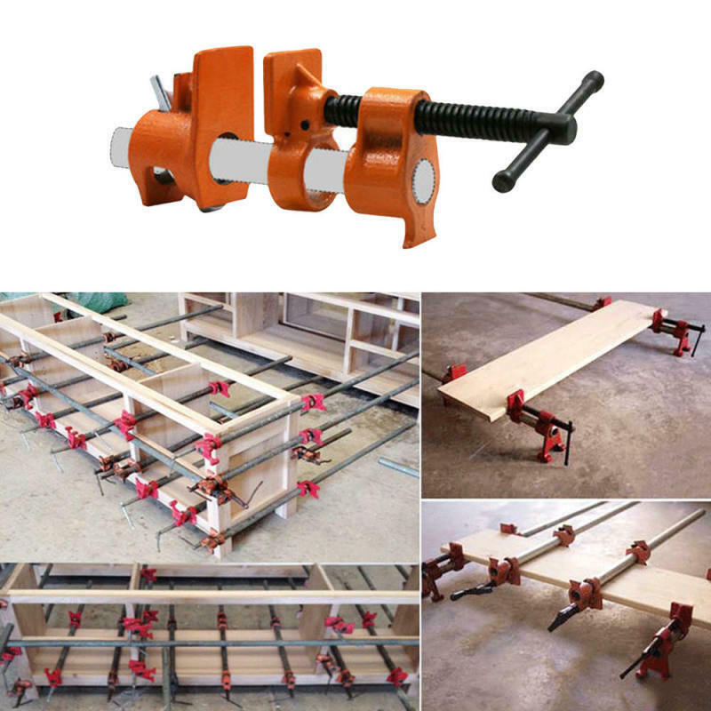 1/2 3/4inch Wood Gluing Pipe Clamp Set Cast Iron Woodworking Carpenter Tool