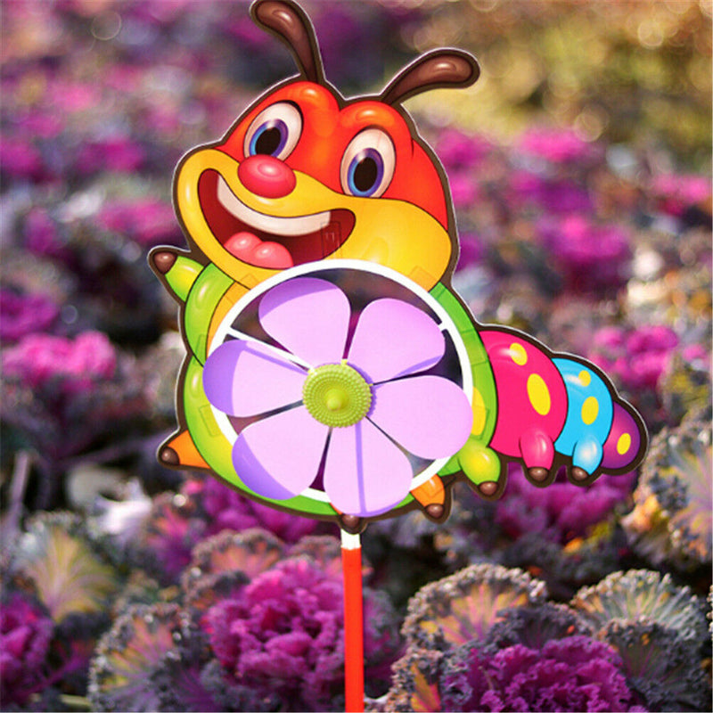 Plastic Wind Spinner Windmill Cute Cartoon Animals Kids Outdoor Toys JR