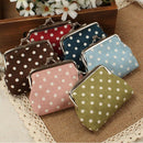 Cute Girl Mini Purse Polka Dots Pattern Coin Change Key Pouch Snap Closure