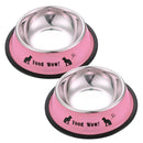 Stainless Steel Anti-skid Dog Cat Food Water Bowl Pet Feeding Tool Pink