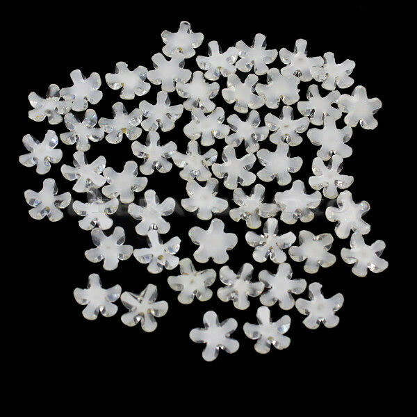 40 Pcs Women's Crystal Rhinestone Decor Flower Design Nail Art Tips DIY Manicure