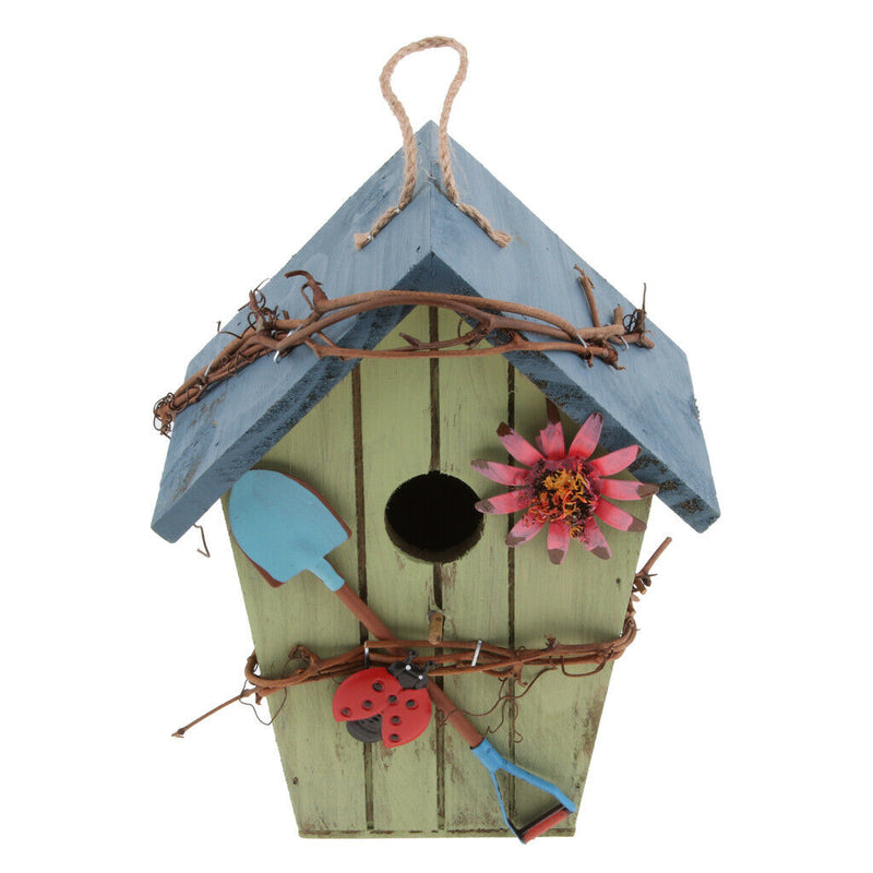 Set of 2 Natural Birdhouse Wooden Handcrafted Hut Bird Friendly House for