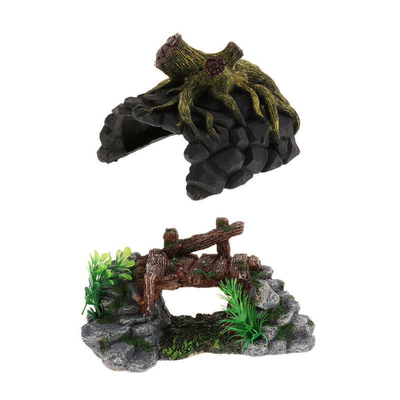 Wood Root Cave Shape Den Caves/ Hides Shelter Basking Platform Hideout House for