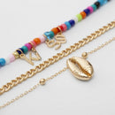 Individual Ethnic Multi-Layer Necklace Accessories Colorful Beads Shell Kis