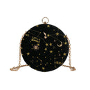 Starry Sky Circular Fashion Suede Shoulder Bag Chain Belt Women'S Crossbody