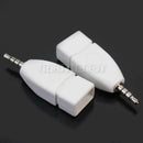 3.5mm Male AUX Audio Plug Jack to USB 2.0 Female Converter Adapter White Color