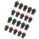 20 Pcs 1.2inch Thread Green & Red Cap SPST Latching Type Push Button Switch P7X9